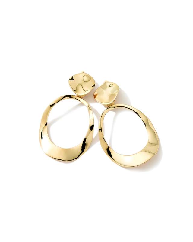 18K Classico Medium Wavy Open Oval Clip Earrings